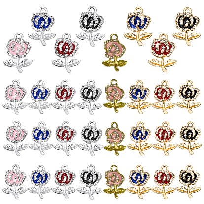 32 шт. 8 подвески из цветного сплава со стразами. подвески-цветы, с эмалью