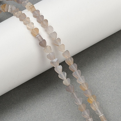 Серые натуральные бусины из агата , сердце