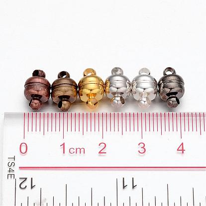 Brass Magnetic Clasps with Loops, Oval, 11x7mm, Hole: 1.5mm