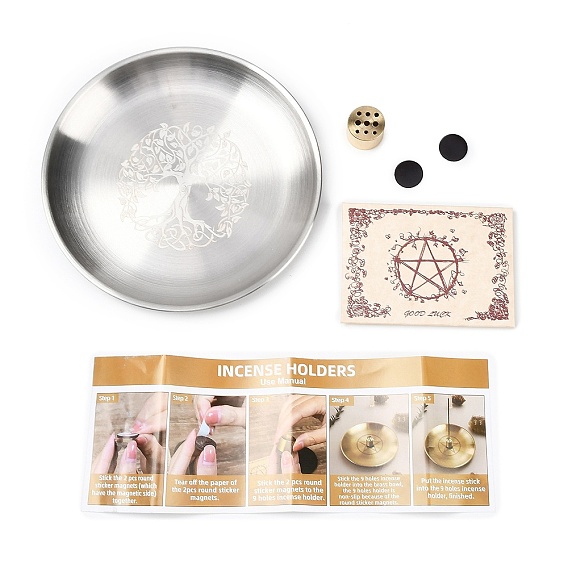 201 Подставки для благовоний из нержавеющей стали, с магнитными листами, плоско-круглые