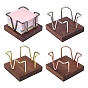 4Pcs 4 Colors Iron Storage Holder, with Wood Base, Office Supplies Storage Organizer, Square