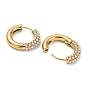 Ion Plating(IP) 304 Stainless Steel Huggie Hoop Earrings, Plastic Imitation Pearl Jewelry for Women