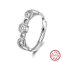 Adjustable 925 Sterling Silver Cubic Zirconia Finger Ring Components, Clear