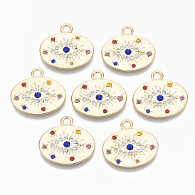 Alloy Pendants, with Colorful Rhinestone, Cadmium Free & Nickel Free & Lead Free, Oval with Eye