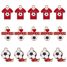30 шт 3 стиль подвески из сплава эмали, без кадмия, без никеля и без свинца, золотой свет, футбол