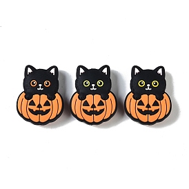 Halloween Theme Silicone Focal Beads, Cat Shape