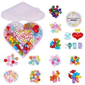 SUNNYCLUE DIY Bracelet Making, with Transparent Acrylic Beads, Aluminum Bell Charms and Crystal Thread