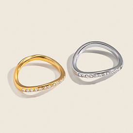 304 Женские перстни из нержавеющей стали с микропаве из кубического циркония