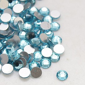 Glass Flat Back Rhinestone, Grade A, Back Plated, Faceted, Half Round