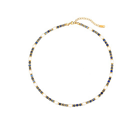 Natural Lapis Lazuli & Pearl Beaded Necklaces