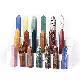 Tower Gemstone Home Display Decoration, Healing Stone Wands, for Reiki Chakra Meditation Therapy Decors, Hexagonal Prism