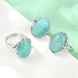 Регулируемые кольца из натурального амазонита, платина, медное кольцо, стойки покрытие, долговечный