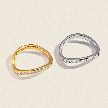 304 Женские перстни из нержавеющей стали с микропаве из кубического циркония