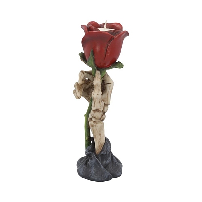 Resin Candle Holders, Halloween Home Decoration, Skeleton Hand & Rose