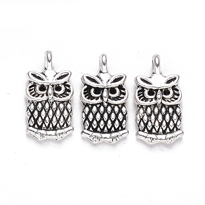 Tibetan Style Alloy Charms, Owl, Cadmium Free & Lead Free