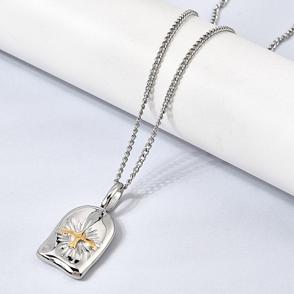 Религиозный двухцветный 304 прямоугольный медальон-подвеска в виде птицы Святого Духа из нержавеющей стали для женщин