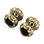 Rack Plating Brass Micro Pave Cubic Zirconia Beads, Cadmium Free & Lead Free, Long-Lasting Plated, Lotus