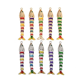 Латунные микро проложить кубического циркония подвески, с эмалью, рыба