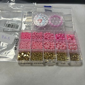 DIY Glass Pearl & CCB Plastic Bead Elastic Bracelets Making Kits