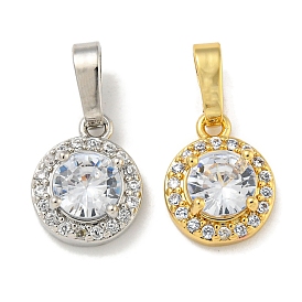 Латунные микро проложить кубического циркония подвески, без кадмия и без свинца, плоско-круглые