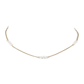 4.5Мм круглые белые жемчужины-ракушки и 304 ожерелья из нержавеющей стали для женщин