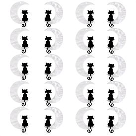 20Pcs Opaque Acrylic Pendants, Black Cat Sitting on the Crescent Moon Charms, for Jewelry Necklace Earring Making Crafts