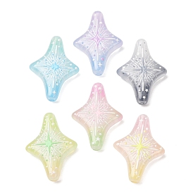 Printed Transparent Acrylic Beads, Star with Firework, Two Tone