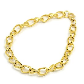 Fashionable 304 Stainless Steel Side Twisted Chain Bracelets, with Lobster Claw Clasps, 8-1/4 inch (210mm), 8mm