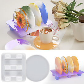 Round Cup Mat & Holder Silicone Molds, Resin Casting Coaster Molds, for UV Resin, Epoxy Resin Craft Making