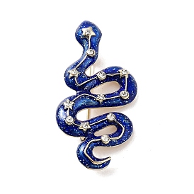 Alloy Rhinestone Brooch, Glitter Snake Enamel Pins, for Backpack Clothes