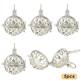 5шт. стойка с покрытием латунная клетка подвески, для ожерелья, полые круглые с бесконечностью