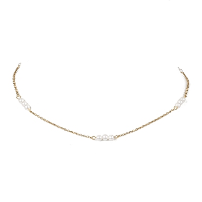 4.5Мм круглые белые жемчужины-ракушки и 304 ожерелья из нержавеющей стали для женщин