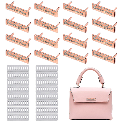 16 Наборы этикеток ручной работы из сплава, декоративные пряжки для сумки, прямоугольные