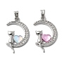 Латунный микропаве кубический цирконий со стеклянными подвесками, без кадмия, без никеля и без свинца, луна и кошка и сердце, платина