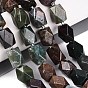 Natural Agate Beads Strands, Faceted Diamond Cut Beads, Rhombus, with Seed Beads