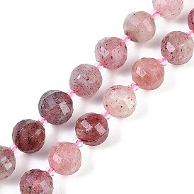 Natural Strawberry Quartz Beads Strands, Faceted, Lantern, with Seed Beads