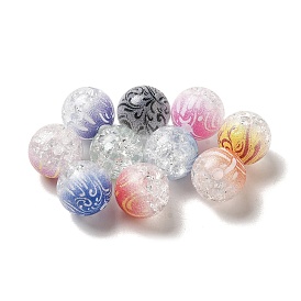 Perles acryliques craquelées peintes en spray bicolore, ronde