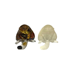 Resin Cat Figurines, with Gemstone Chips inside Statues for Home Office Decorations