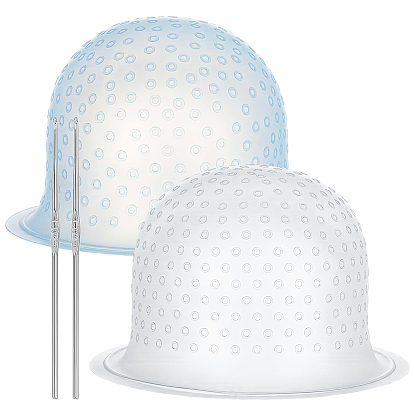 2шт. 2 цвета силиконовые инструменты для мелирования волос, шапочка для окрашивания волос, с 2шт. стальными штифтами