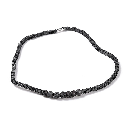 Квадратные и круглые ожерелья из натуральных бусин из лавового камня, с застежками сплава винт