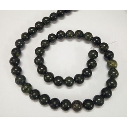 Gemstone Beads, Natural Serpentine/Green Lace Stone, Round