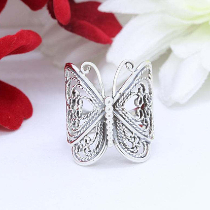 Alloy Butterfly Open Cuff Ring, Wide Chunky Ring for Women