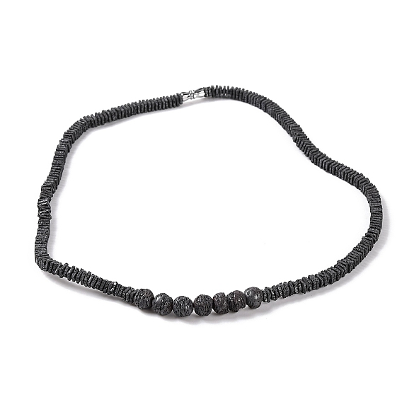 Квадратные и круглые ожерелья из натуральных бусин из лавового камня, с застежками сплава винт