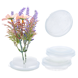 Gorgecraft 3Pcs Plastic Flower Frog Vase, Flower Arranger Tool Pin Holder, for Vase Flower Arrangements Kitchen DIY Craft, Flat Round