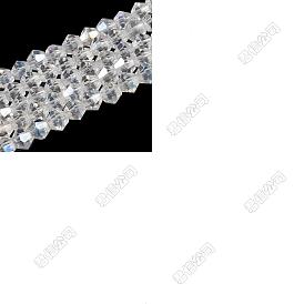 100 Stück transparente galvanisierte Glasperlen, ab Farbe plattiert, facettiert, Doppelkegel