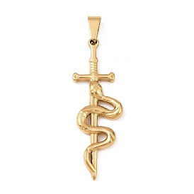 304 из нержавеющей стали большие кулоны, меч с оберегом змеи, ионное покрытие (ip)