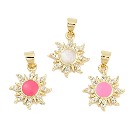 Латунные микро проложить кубического циркония подвески, с эмалью, талисманы солнечных лучей, без свинца и без кадмия, долговечный, стойки покрытие