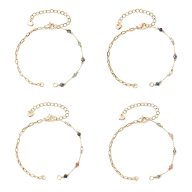 316 Изготовление браслета из круглых граненых бусин из нержавеющей стали и 304 браслета из скрепки из нержавеющей стали, золотые