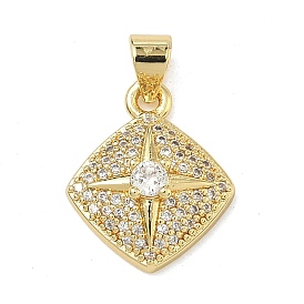 Латунные микропаве прозрачные подвески с фианитом, ромб прелести, без свинца и без кадмия, стойки покрытие, долговечный