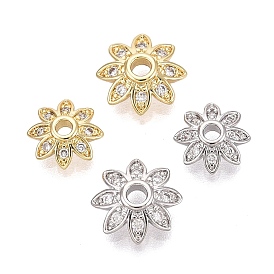 Колпачки для бусин из прозрачного кубического циркония из латуни, цветок